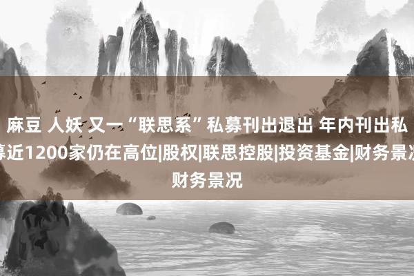 麻豆 人妖 又一“联思系”私募刊出退出 年内刊出私募近1200家仍在高位|股权|联思控股|投资基金|财务景况